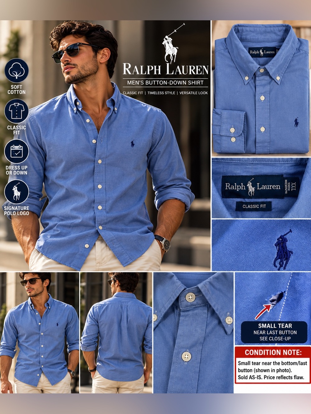 Ralph Lauren Men’s Button-Down Shirt — Blue size 17 34/35